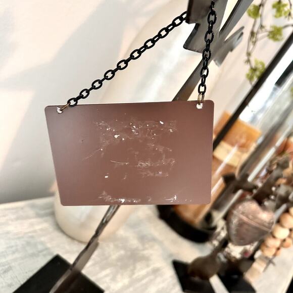 Metal "Kiss me under the Mistletoe" Christmas Ornament with Chain - Picture 2 of 2